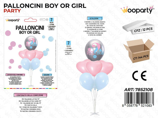 Palloncini Boy Or Girl c/ Stand 7PCS Ass.