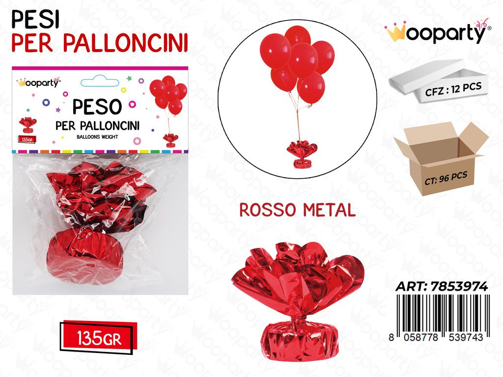Wooparty Peso per Palloncini Rosso Met. 135GR
