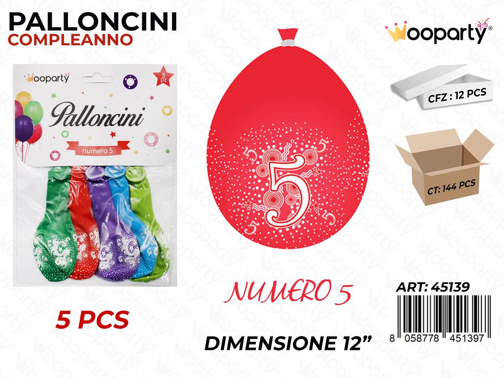 Palloncini D.12 Multicolore N.5 5PCS /Pz da 12*CFZ