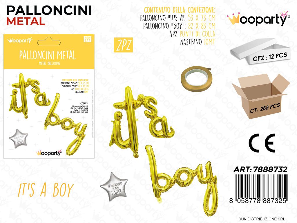 Palloncini Metal Its a Boy Oro