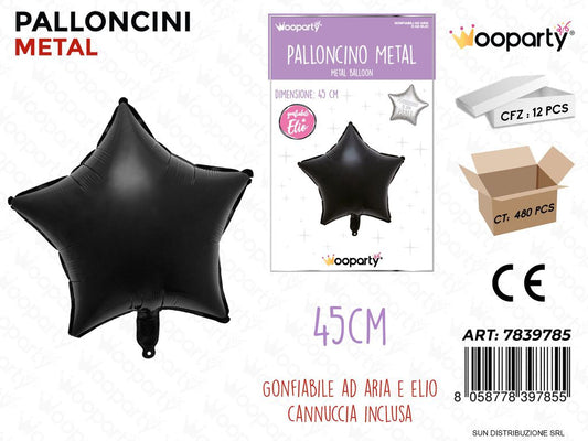Palloncini Metal Nero Stella 45CM
