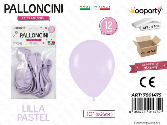 Palloncini Lilla Pastel 10 D.26CM 12PCS