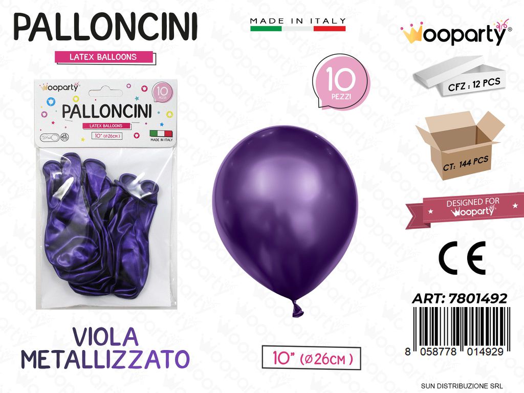 Palloncini Viola Metal 10 D.26CM 10PCS