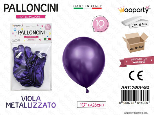Palloncini Viola Metal 10 D.26CM 10PCS