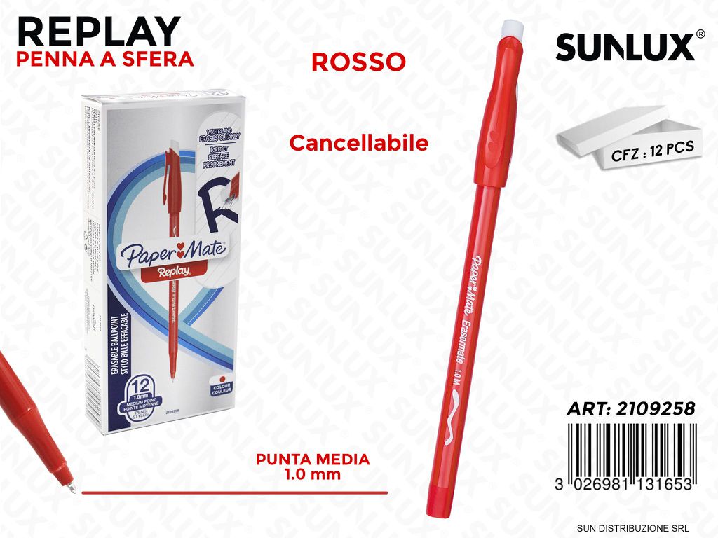 Penna a Sfera Replay Canc. Rosso 1.0MM
