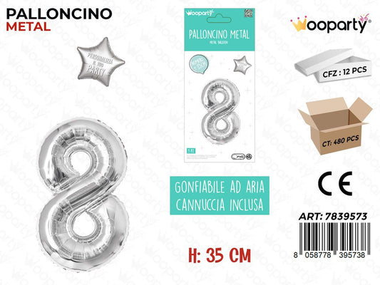 Palloncino Argento Metal 35CM N. 8