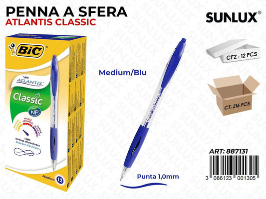 Bic Penna a Sfera Atlantis Blu 1.0MM/ Pz da 12