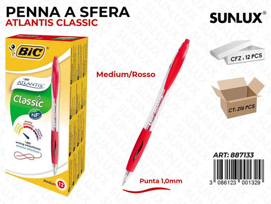 Bic Penna a Sfera Atlantis Rosso 1.0MM/ Pz da 12