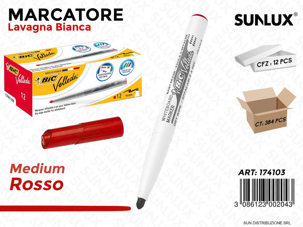 Bic Marcatore Medium Velleda Rosso