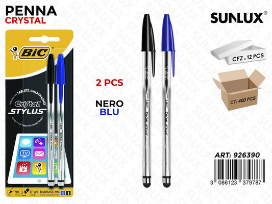 Bic. Cristal Stylus Blu/Nero Pz da 12