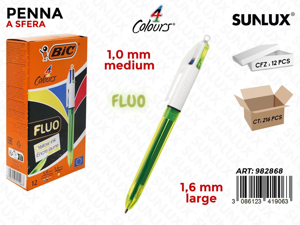 Penne Bic 4 Colours Fluo
