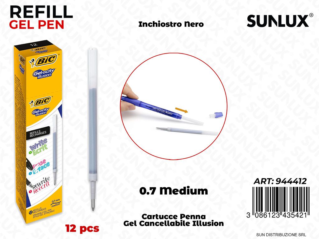 Bic Gelocity Illusion Refill Nero 0.7M