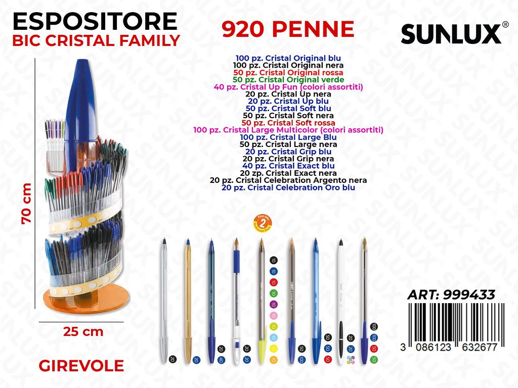Esp. Girevole Bic Cristal Family 25*70CM 920PCS