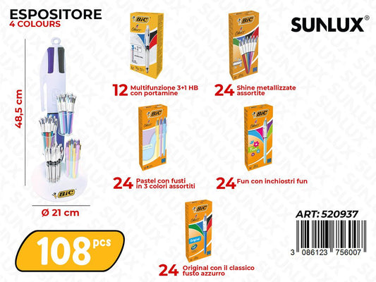 Esp. Bic Penne 4COLORI Ass. 21*48.5CM 108PCS