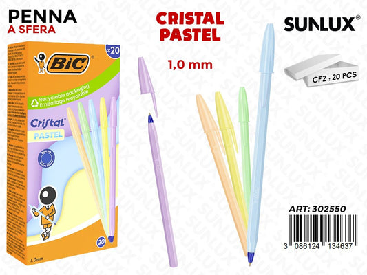 Bic Penna Cristal Pastel Ass. Blu 1.0MM