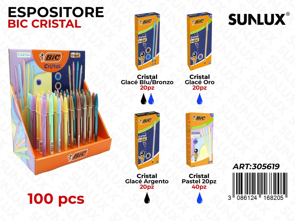 Esp. Bic Crystal 100PCS Ass.