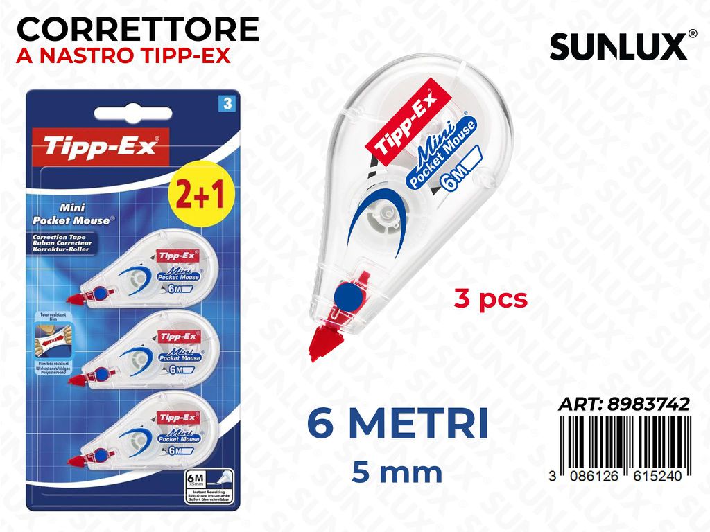 Bic Corr. Nastro Mini Pocket Mouse 3PCS 6M*5MM