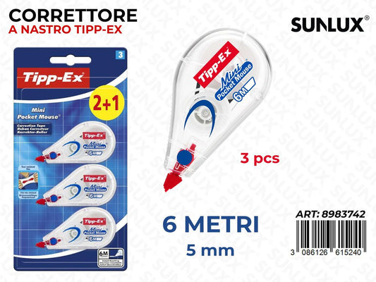 Bic Corr. Nastro Mini Pocket Mouse 3PCS 6M*5MM