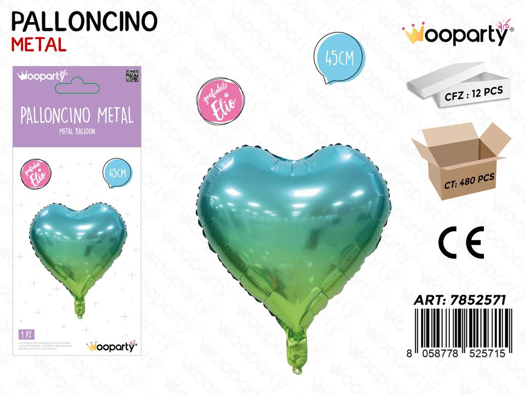 Wooparty Palloncino Metal Cuore 45CM