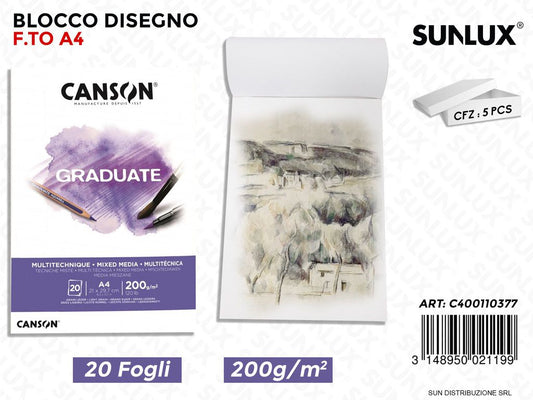 Blocco Disegno Mix Media F.to A4 20FF 200G