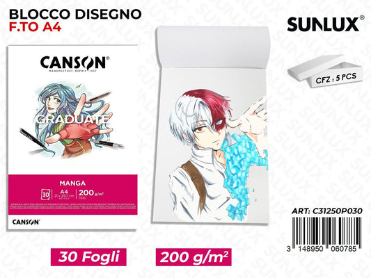 Canson Blocco Disegno Manga A4 30FF 200GR