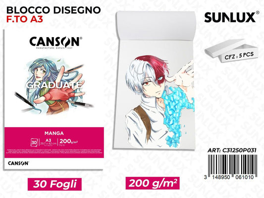 Canson Blocco Disegno Manga A3 30FF 200GR