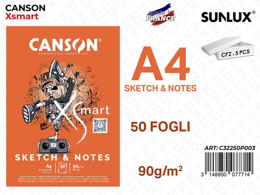 Canson Xsmart Sketch Notes A4 50FF 90GR