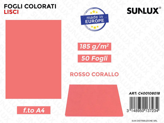 Iris Vivaldi F.to A4 Rosso Corallo 185GR 50FF/ Pacco