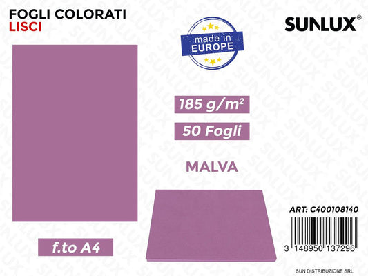Iris Vivaldi F.to A4 Malva 185GR 50FF/ Pacco