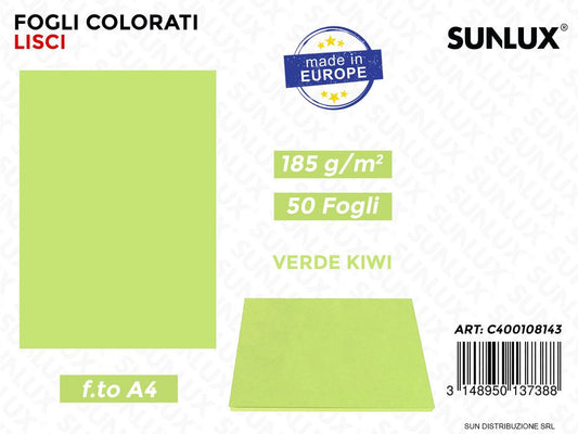 Iris Vivaldi F.to A4 Verde Kiwi 185GR 50FF/ Pacco