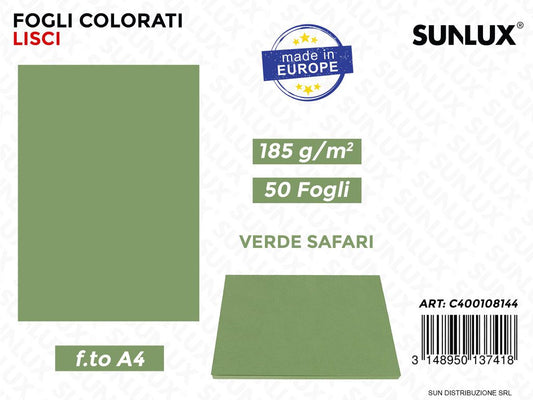 Iris Vivaldi F.to A4 Verde Safari 185GR 50FF/ Pacco