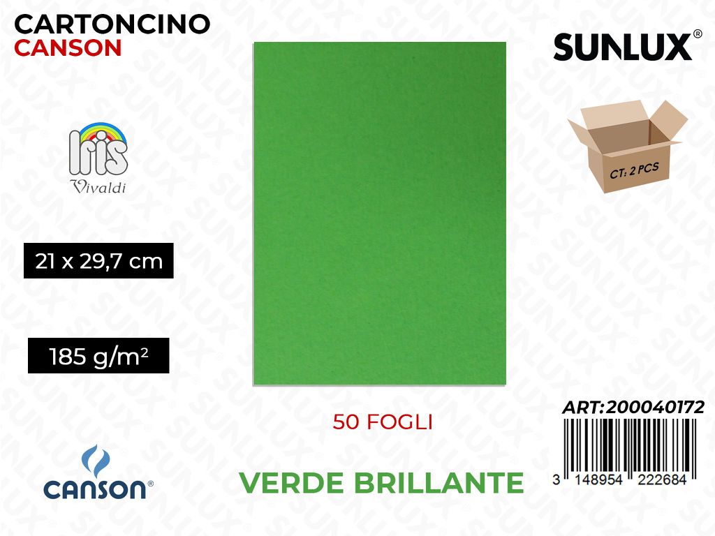 Glio Iris Vivaldi Verde Brillante A4 185G.