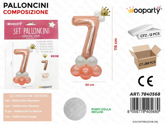 Set Palloncini Comp. Numero 7 50*115CM