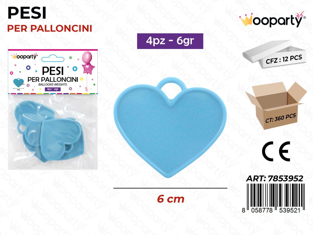 Pesi per Palloncini Cuore Cel. 4PCS 6GR