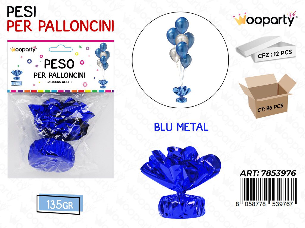 Wooparty Peso per Palloncini Blu Met. 135GR