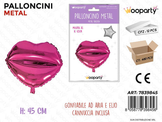 Palloncini Metal Kiss Rosa 45CM