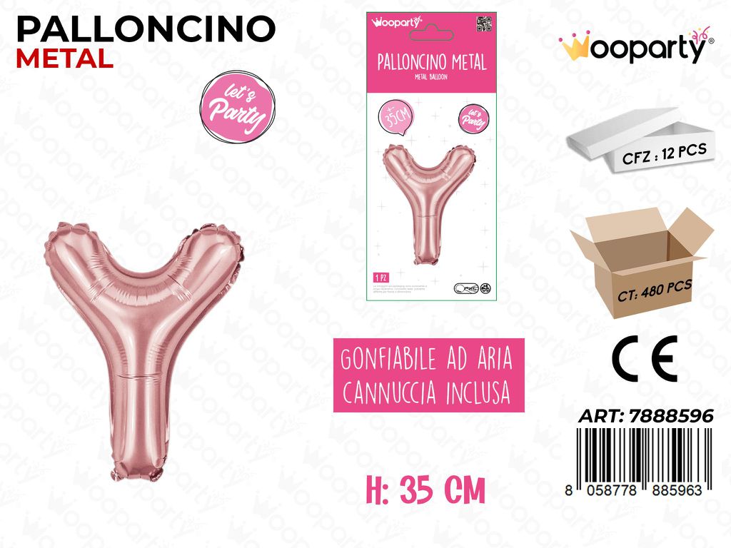 Palloncino Metal Oro Rosa 35CM Let. Y