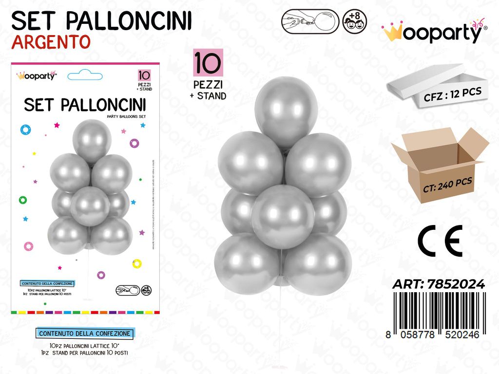Wooparty Set Pallon. c/ Stand Arg. 10PCS