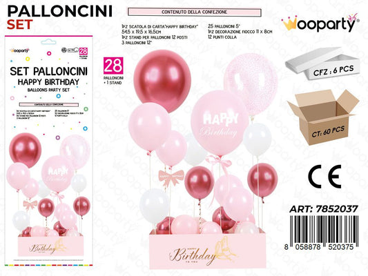 Wooparty Set Pallon. c/ Stand H. Birthday 28PCS