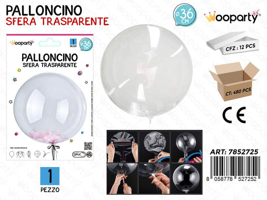 Wooparty Palloncino Sfera Trasp. Tpu D.36CM