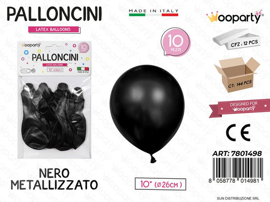 Palloncini Nero Metal 10 D.26CM 10PCS