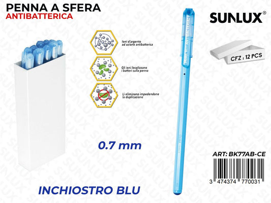 Penna a Sfera Antibatterica Blu 0.7MM