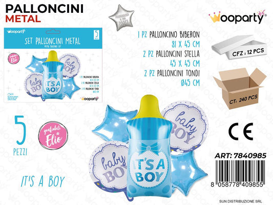 Set Palloncini Metal Its a Boy 5PCS
