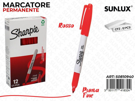 Sharpie Fine Point Marker Rosso da 12