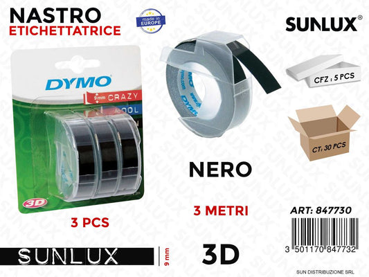 Dymo Nastro Vinile Blis. 3PZ Nero