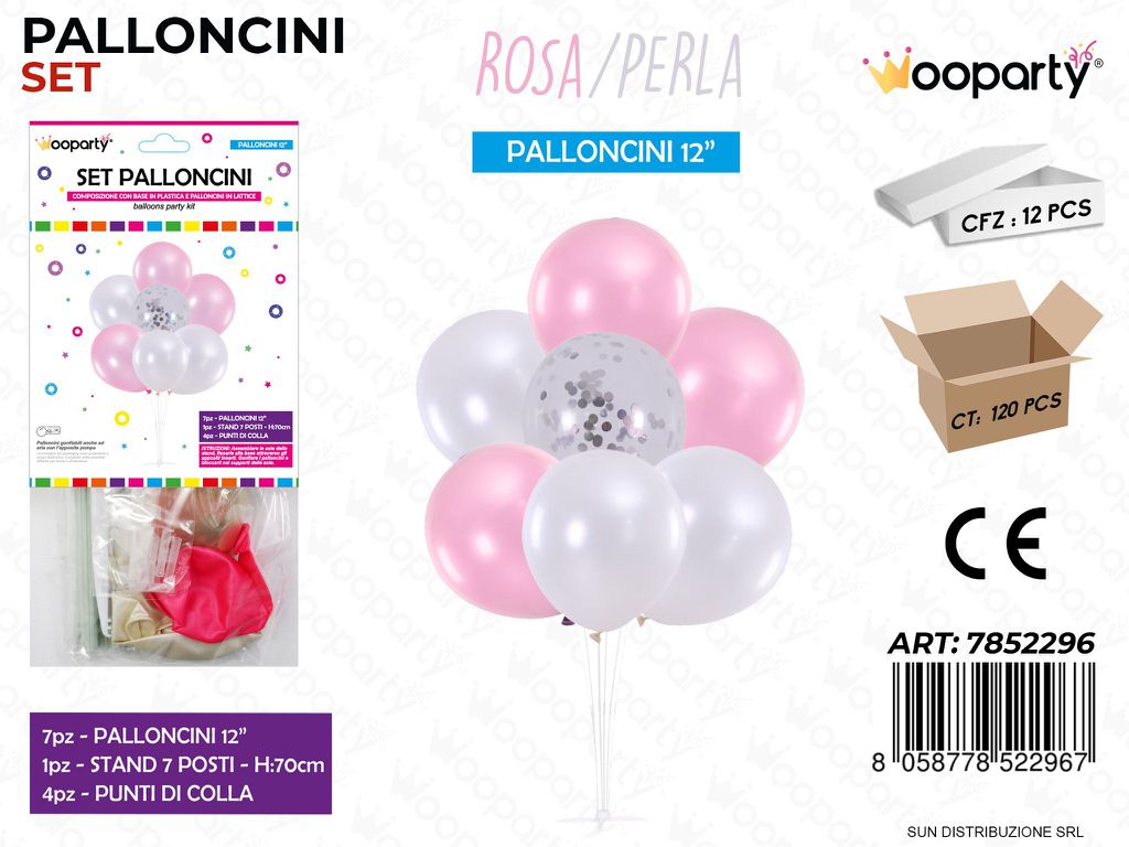 Set Pallon. c/ Stand Rosa/Perla 7PCS Ass.