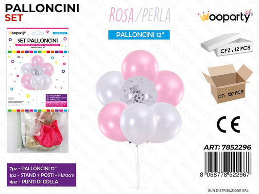 Set Pallon. c/ Stand Rosa/Perla 7PCS Ass.
