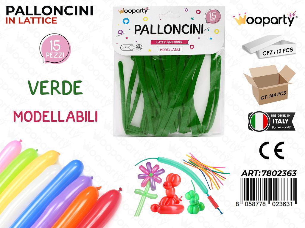 Palloncini Modellabili Verde 15PCS