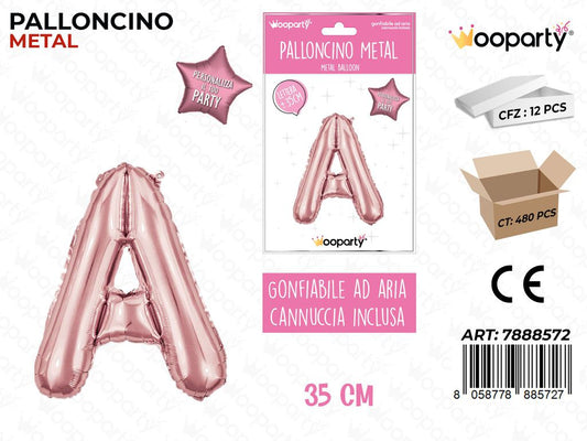 Palloncino Metal Oro Rosa 35CM Let. A