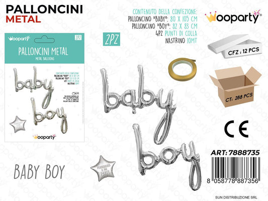 Palloncini Metal Baby Boy Argento